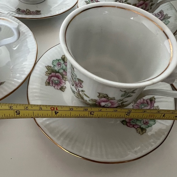 12 Pcs Vintage Floral Walbrzych Rose Set Bone China Porcelain Poland Tea Coffee - Picture 3 of 13